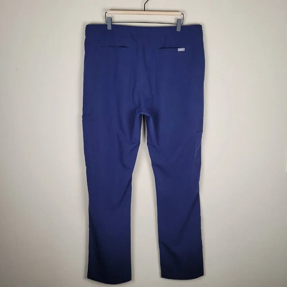 Figs Size XXL Tall Cairo Cargo Scrub Pants Straight Leg Elastic Waist Navy Blue